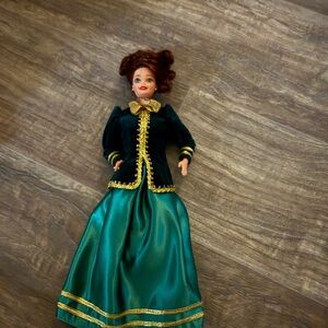 Elegant Doll with Green and Gold Dress